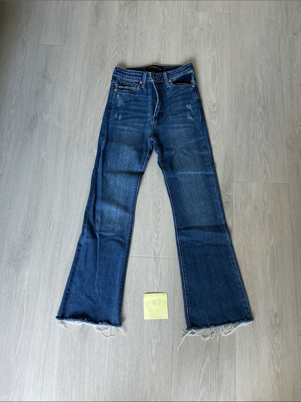 Just Black Dark Blue Flare Jeans with Frayed Hem